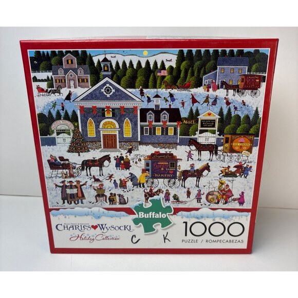 Charles Wysocki Churchyard Christmas 1000-Piece Puzzle Holiday Fun Buffalo Games - Picture 6 of 9
